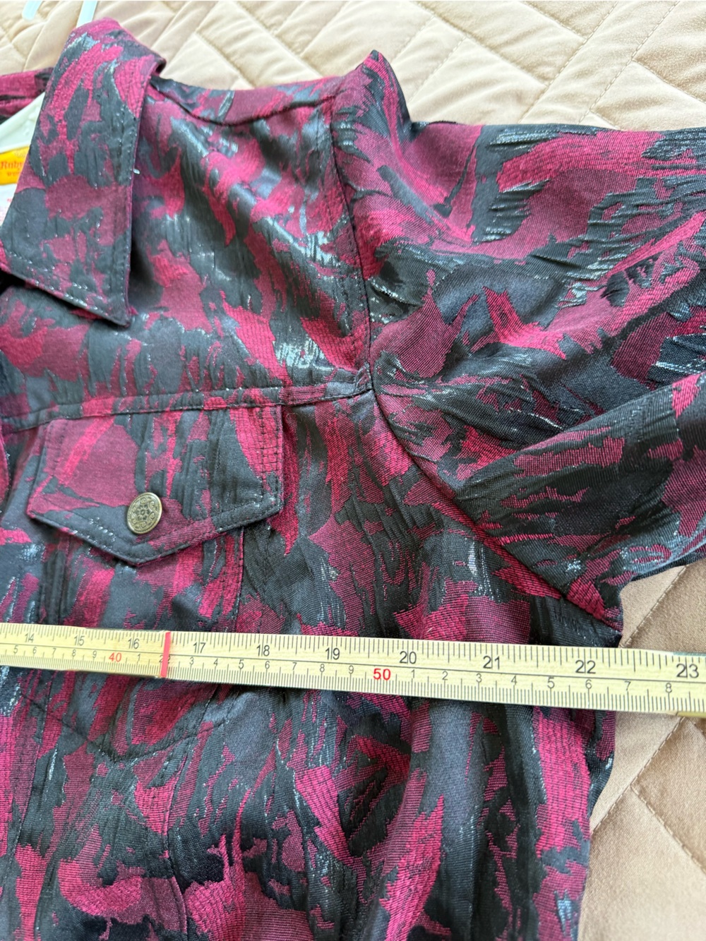 Ruby Rd. Red and Black Patterned Jean Jacket - Picture 3 of 10